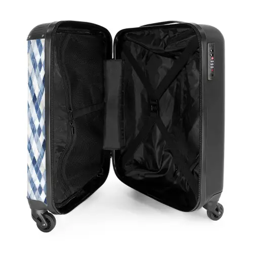 Ruit patroon blauw NBS - Handbagage koffer - Kinderen Unisex middel -binnenkant