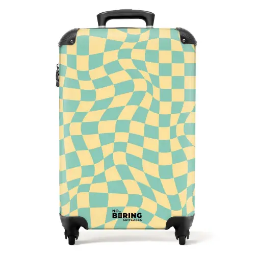 Squares - Groen/Gele golven NBS - Handbagage koffer - Kinderen Unisex middel -productfoto_recht