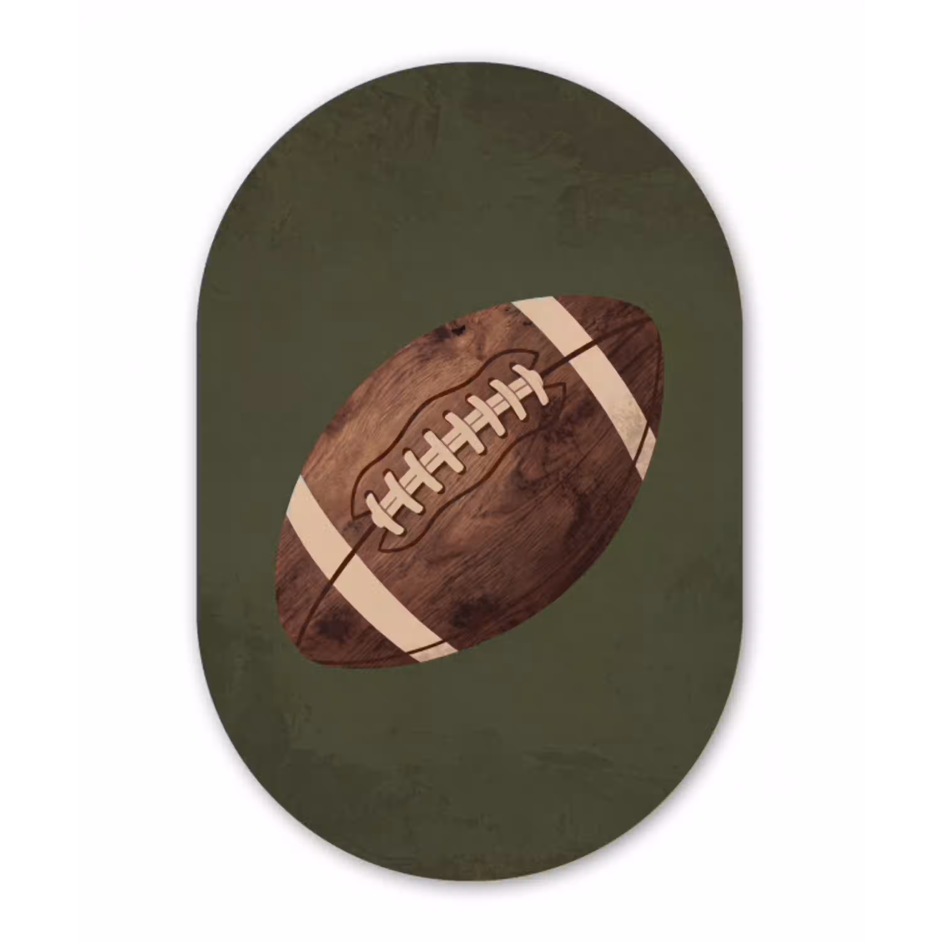 Football - Hout - Sport - Groen Wandcirkel Ovaal Aluminium middel -3d
