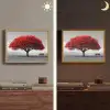 Boom - Rood - Natuur - Zwart wit Light Box met batterij (Wandlamp) middel -sfeer3