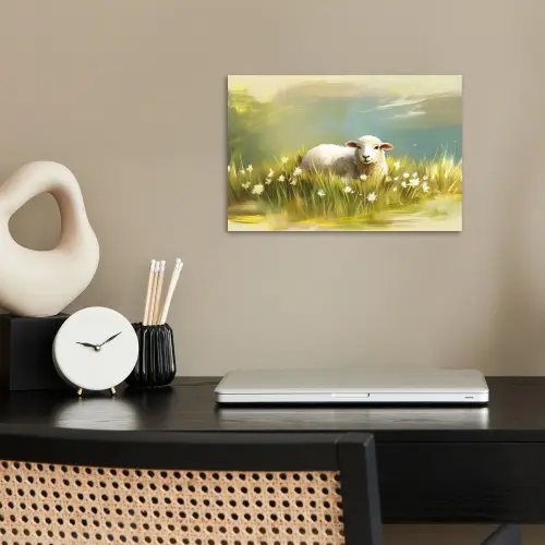 Schaap - Weide - Groen poster papier klein -sfeer1