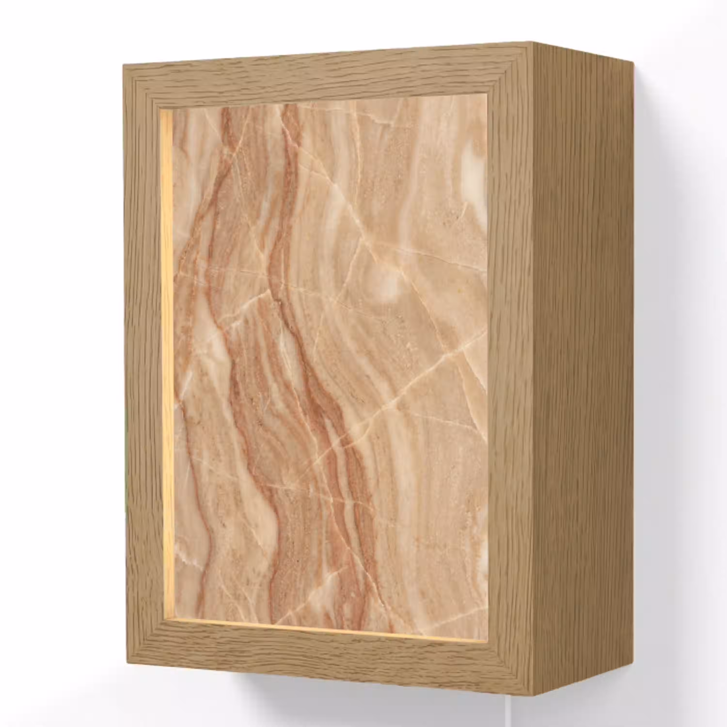 Marmer - Ader - Natuur - Abstract - Beige Light Box met kabel (Wandlamp) klein -3d