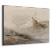 Berglandschap - Mist  - Penseelstreken Textielframe zwart klein -3d