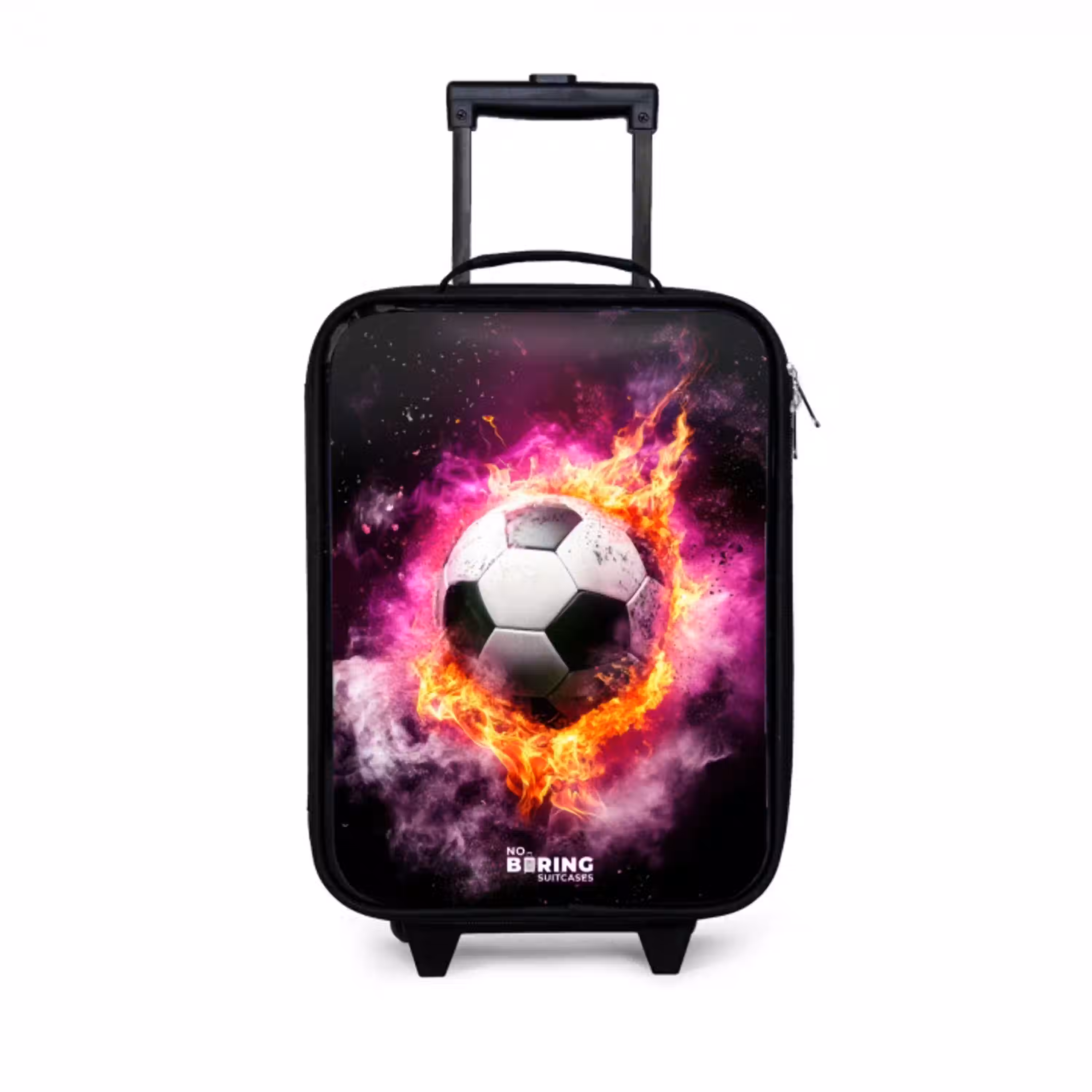 Voetbal in roze vuur explosie Kinderkoffer - Zwart klein -3d