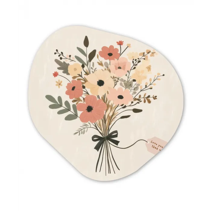 Bloemen - Quote - Beige - Lint Wandcirkel Organisch Forex 3mm klein -3d