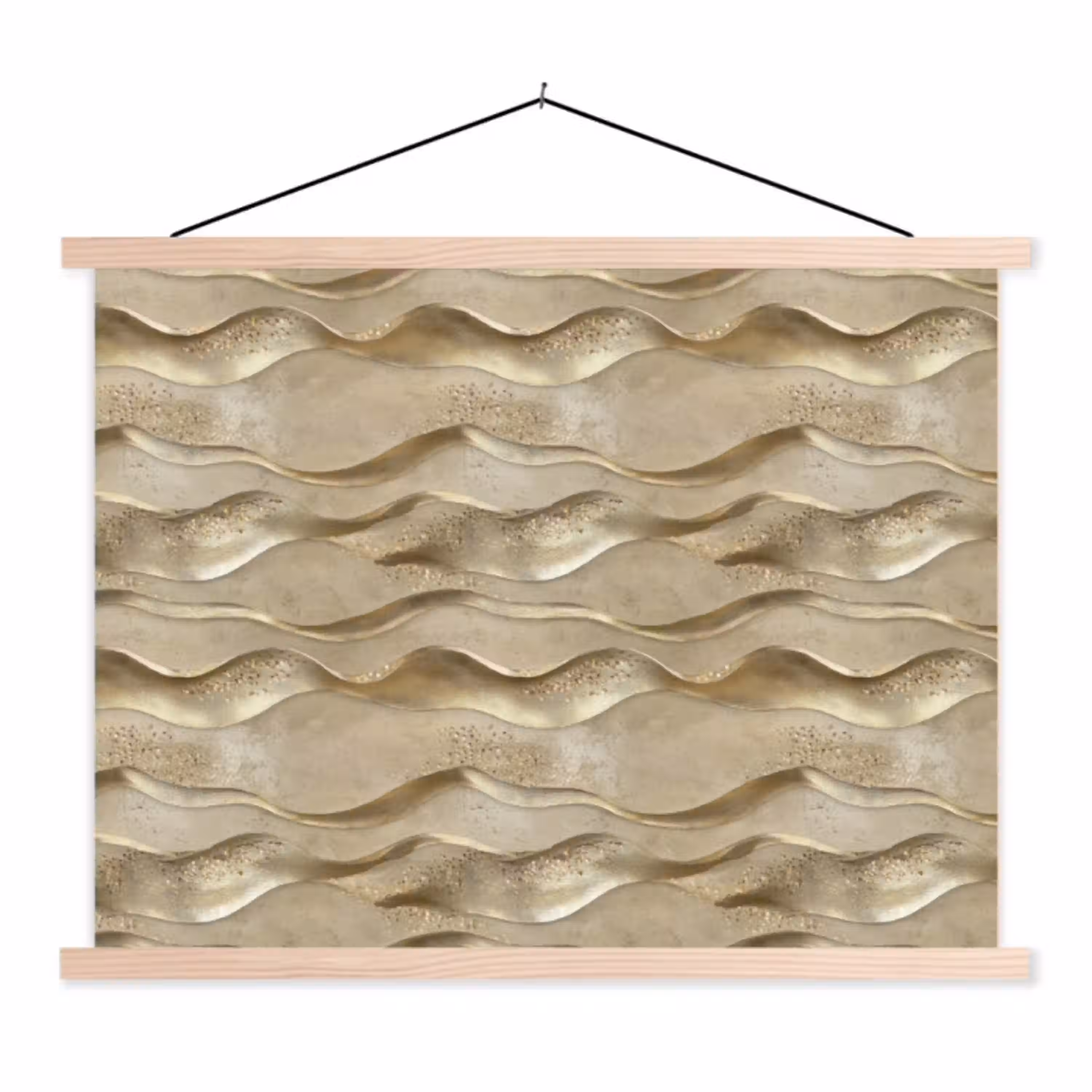 Golven - Patroon - Goud textielposter latten blank klein 122 -3d