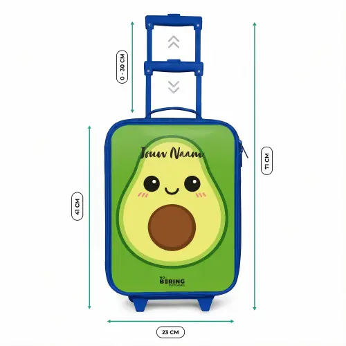 Kawai - Avocado - Groen Kinderkoffer - Blauw klein -productfoto_formaten