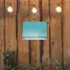Strand - Blauwe lucht - Geel - Parasol tuinposter los doek klein -sfeer1