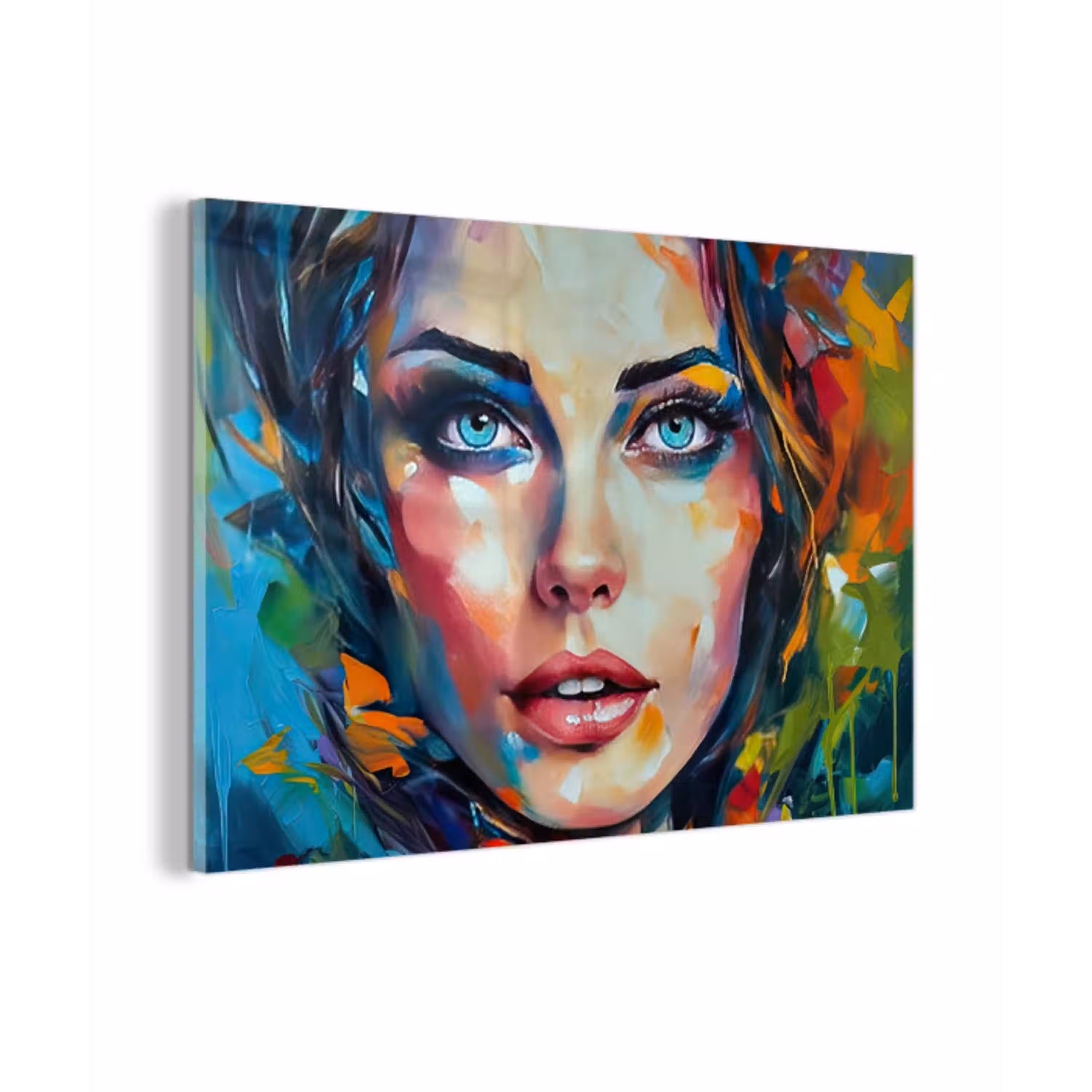 Gezicht - Vrouw - Olieverf - Kleurrijk - Kunst plexiglas 5mm klein -z3d