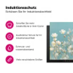 Stengels - Bloemen - Lucht - Wit Inductie beschermer vinyl 3mm klein -zzzzzzz-lf-ups