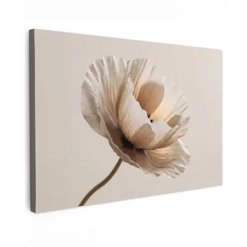 Bloem - Beige - Crème Tuinposter op houten frame 2 cm dik klein -3d