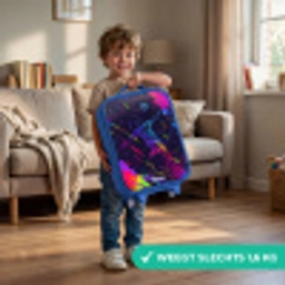 Neon actievolle voetbalspeler Kinderkoffer - Blauw klein -sfeer2_NL