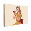 Illustratie - Mascara - Vrouw - Geel Tuinposter op houten frame 2 cm dik klein -3d
