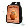 Oranje Pluizig Monster met Hoorns Rugzak - Zwart middel -productfoto_formaten