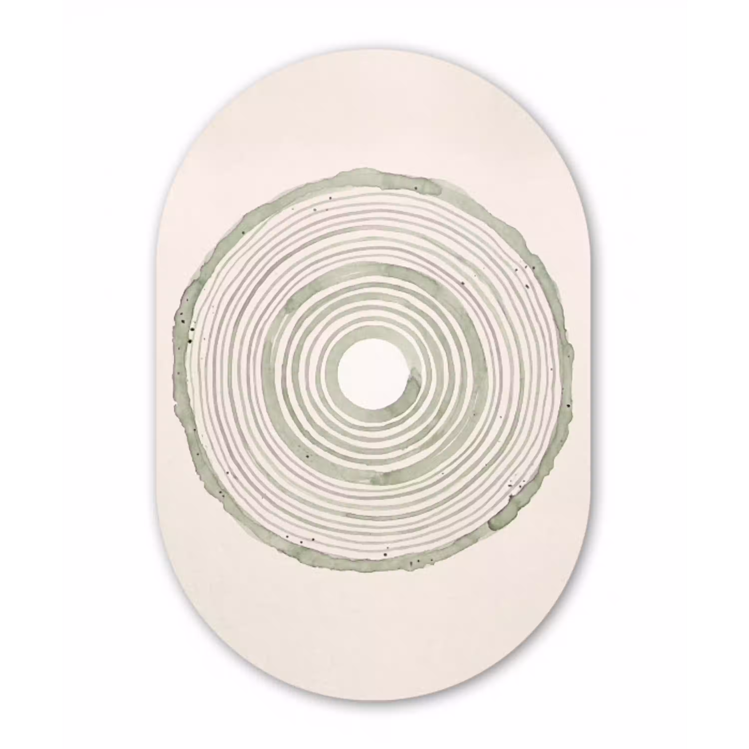 Abstractie - Cirkels - Waterverf - Groen - Modern Wandcirkel Ovaal Aluminium middel -3d