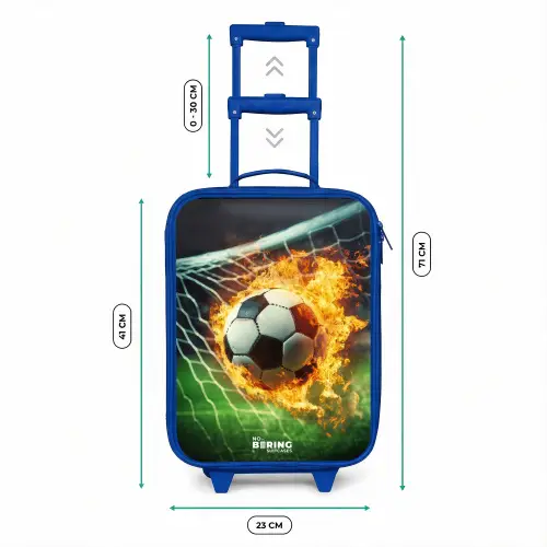 Vuurvoetbal in doelnet vastgelegd Kinderkoffer - Blauw klein -productfoto_formaten
