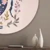 Donkerblauw - Kever - Bloemtakken - Sierlijk Akoestische PET Vilt - Rond klein -sfeer5_closeup