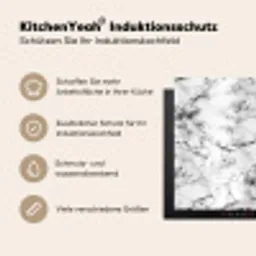 Marmer - Zwart - Dramatisch - Wit Inductie beschermer vinyl 3mm middel 274 -tsfeer2_DE