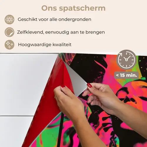 Neon - Vrouw - Microfoon keuken achterwand spatscherm klein -spatscherm_NL