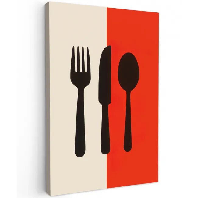 Bestek - Rood - Wit Tuinposter op houten frame 2 cm dik middel -3d