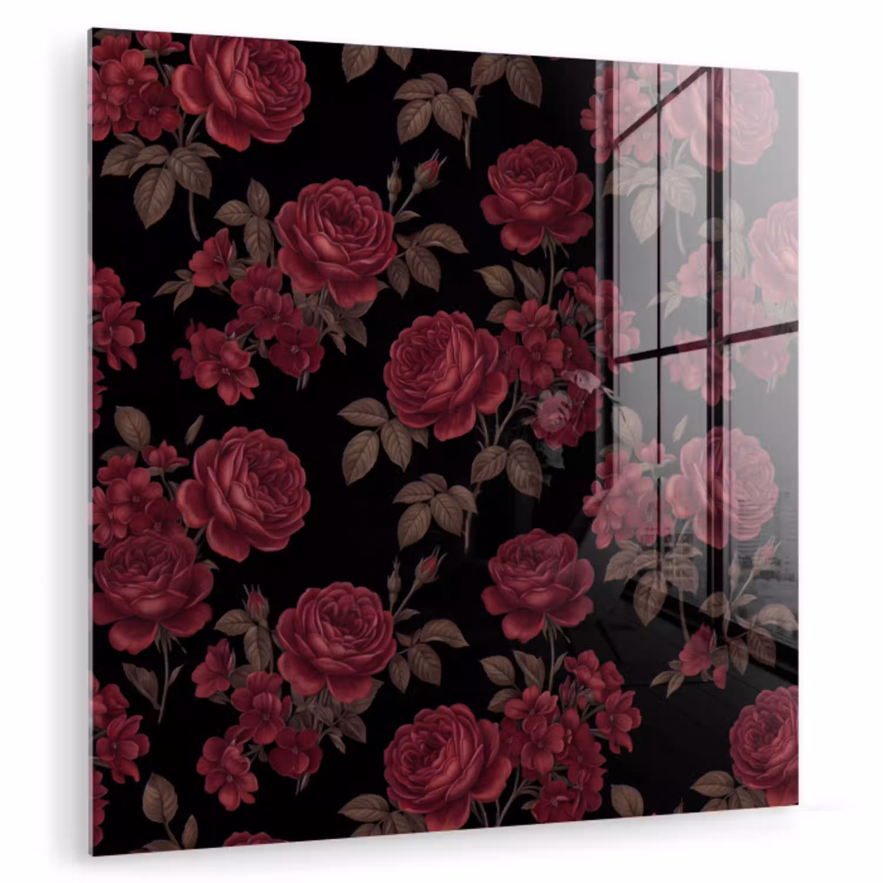 Bloemen - Roos - Patroon - Klassiek - Rood plexiglas 5mm klein -zzzproduct_nieuw