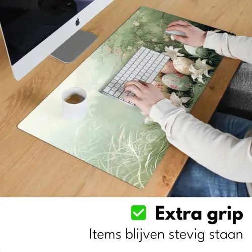 Paaseieren - Pasteltinten - Bloemen Muismat XXL klein -sfeer3