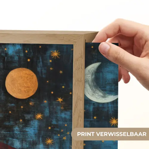 Silhouetten - Abstract - Zon - Maan Light Box met batterij (Wandlamp) middel -USP_websiteprintNL