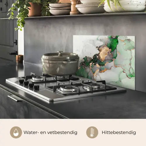 Marmer - Goud - Groen - Luxe keuken achterwand spatscherm klein -usp_NL