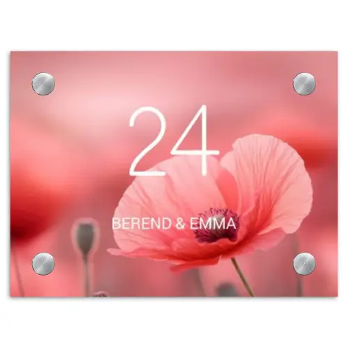 Klaproos - Klassiek Naambord Rechthoek middel -3d