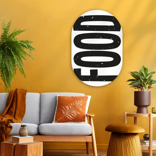 Food - Zwart - Wit - Decoratie Wandcirkel Ovaal Glas middel -sfeer4