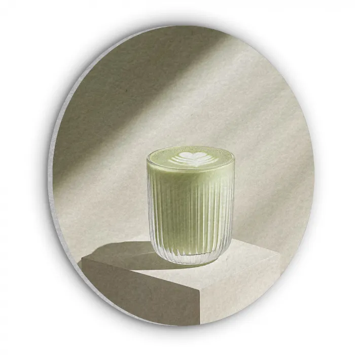 Matcha - Glas - Groen - Minimalistisch Akoestische PET Vilt - Rond klein -3d