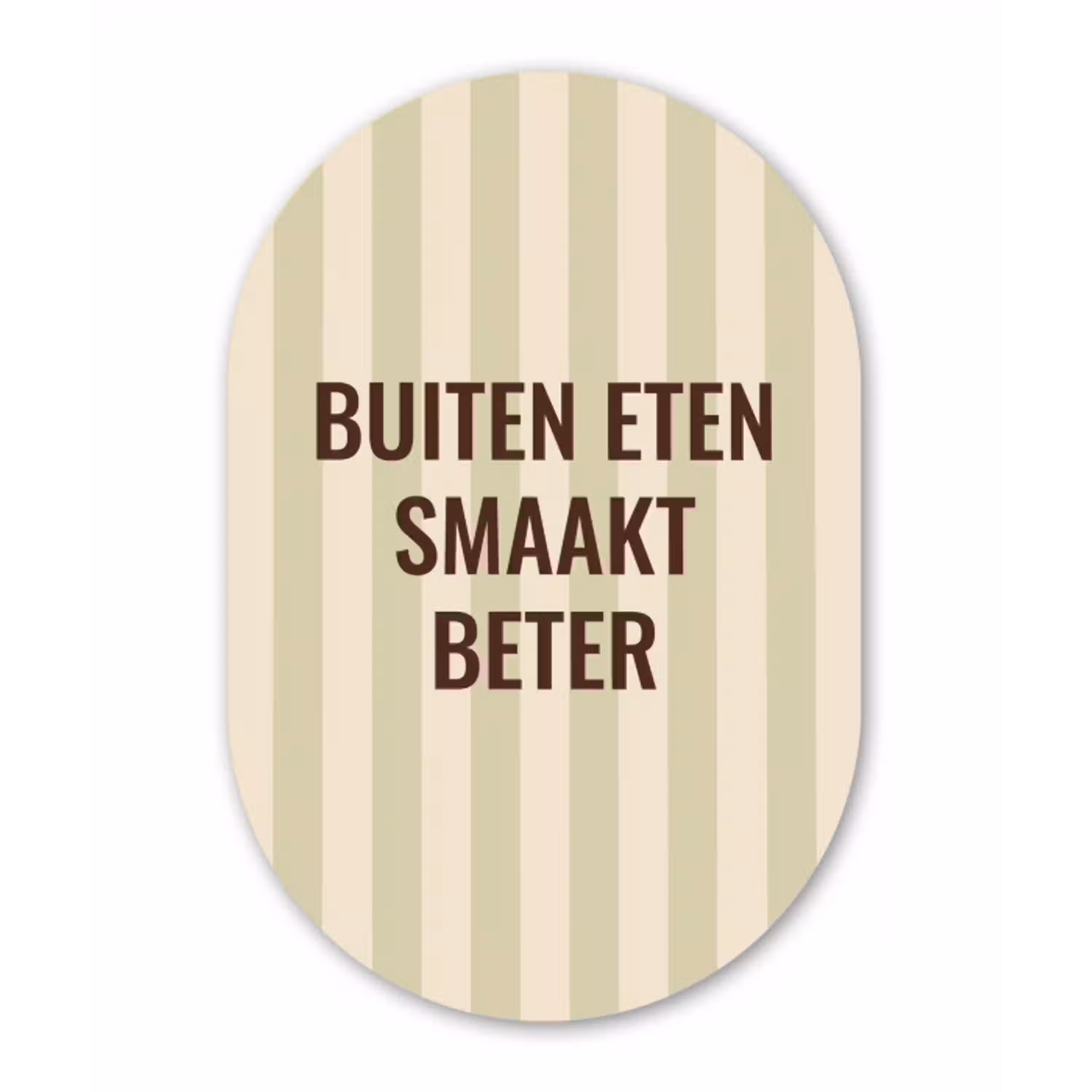 Buiten - Quote - Strepen - Zomer Wandcirkel Ovaal Glas middel -3d