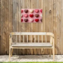 Macarons - Hartjes - Kleurrijk - Roze Tuinposter op houten frame 2 cm dik klein -sfeer4