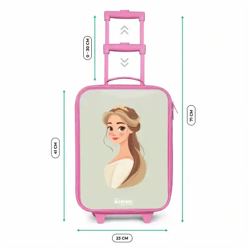 Prinses met een tiara - Groen Kinderkoffer - Roze klein -productfoto_formaten