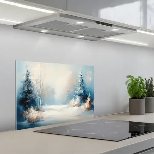 Bos - Winter - Natuur - Abstract - Sneeuw keuken achterwand spatscherm klein -3d_schuin