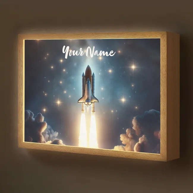 Lightbox - Kids' Wall Lamp with Name -. Space travel - Rocket - Space - Stars