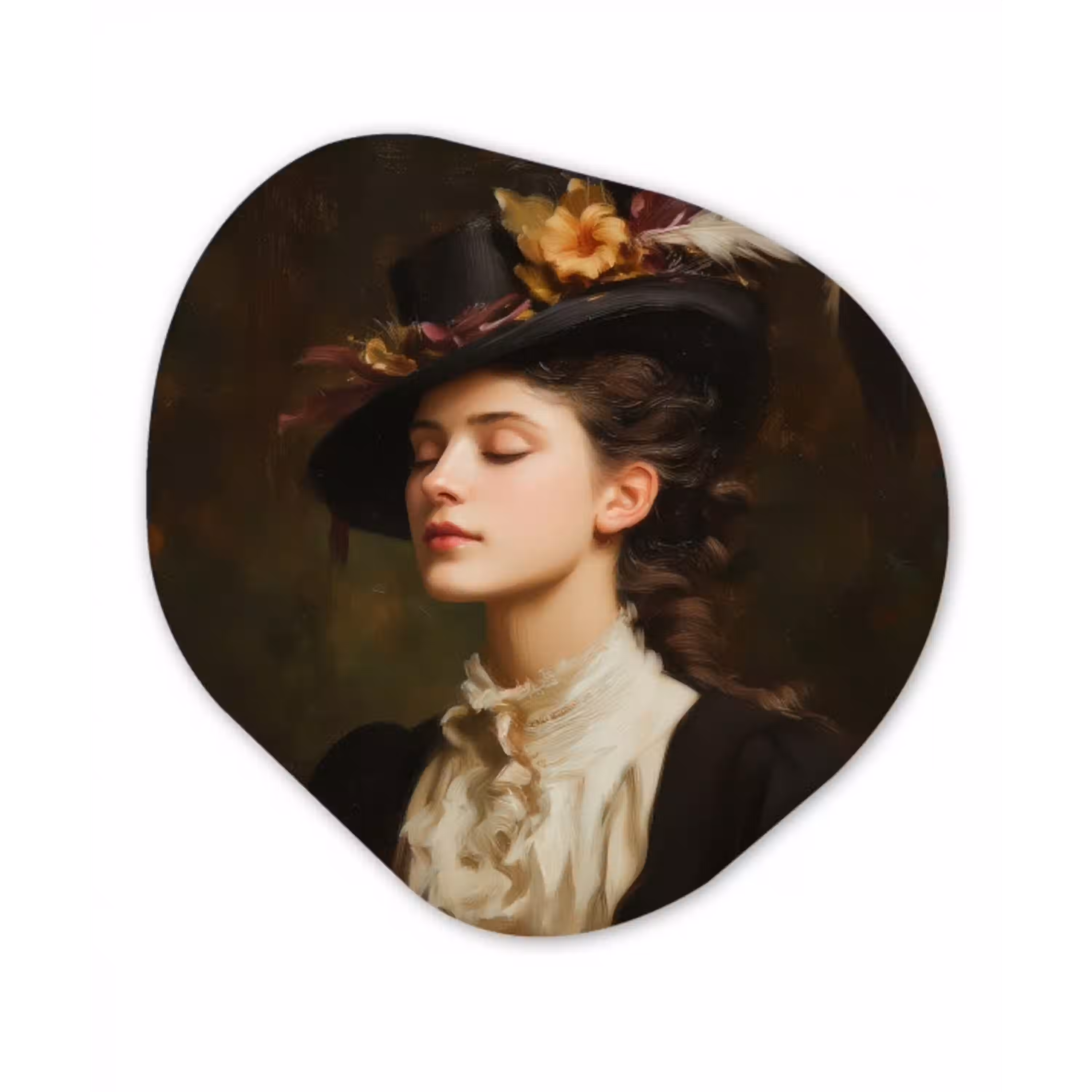 Vrouw - Victoriaans - Portret Wandcirkel Organisch Forex 3mm klein -3d
