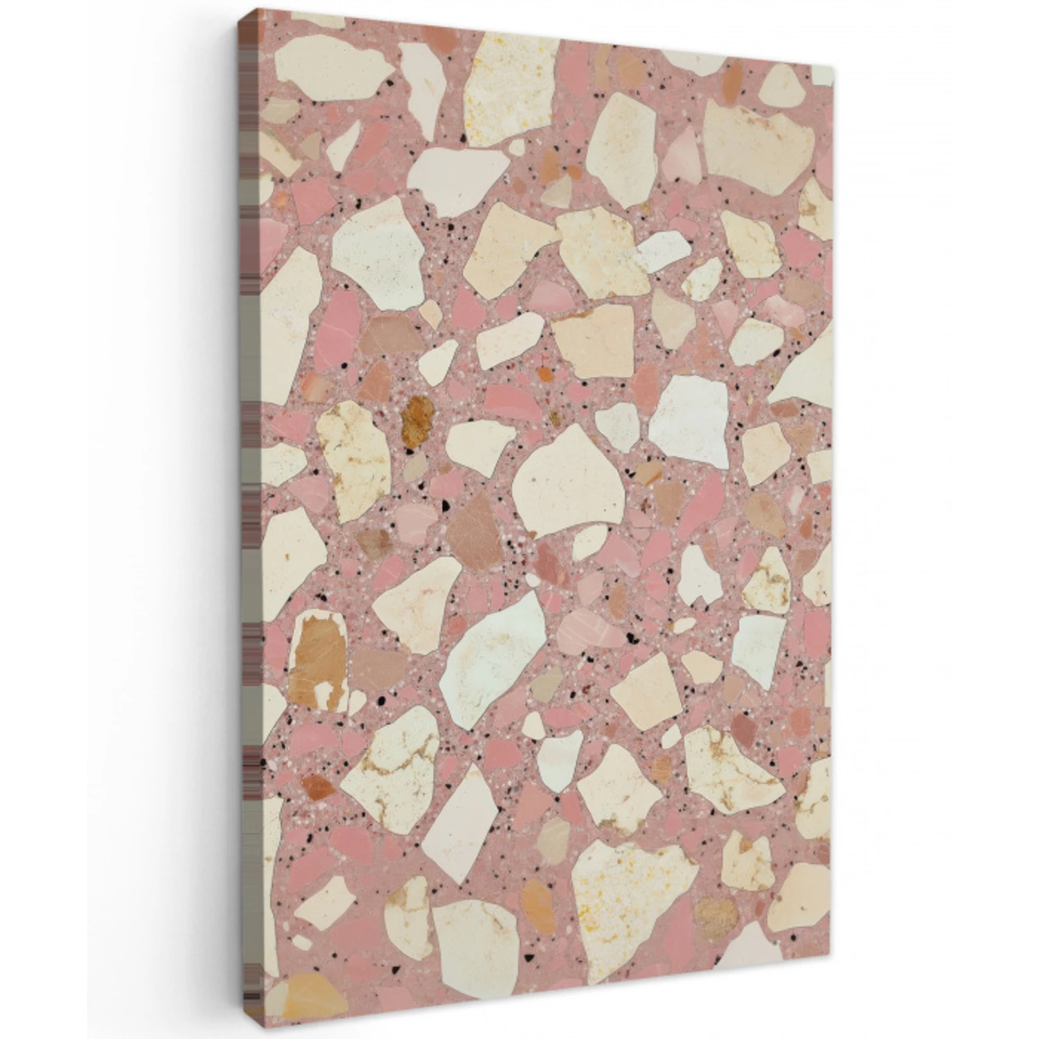 Roze - Decoratie - Stenen - Terrazzo Tuinposter op houten frame 2 cm dik middel -3d