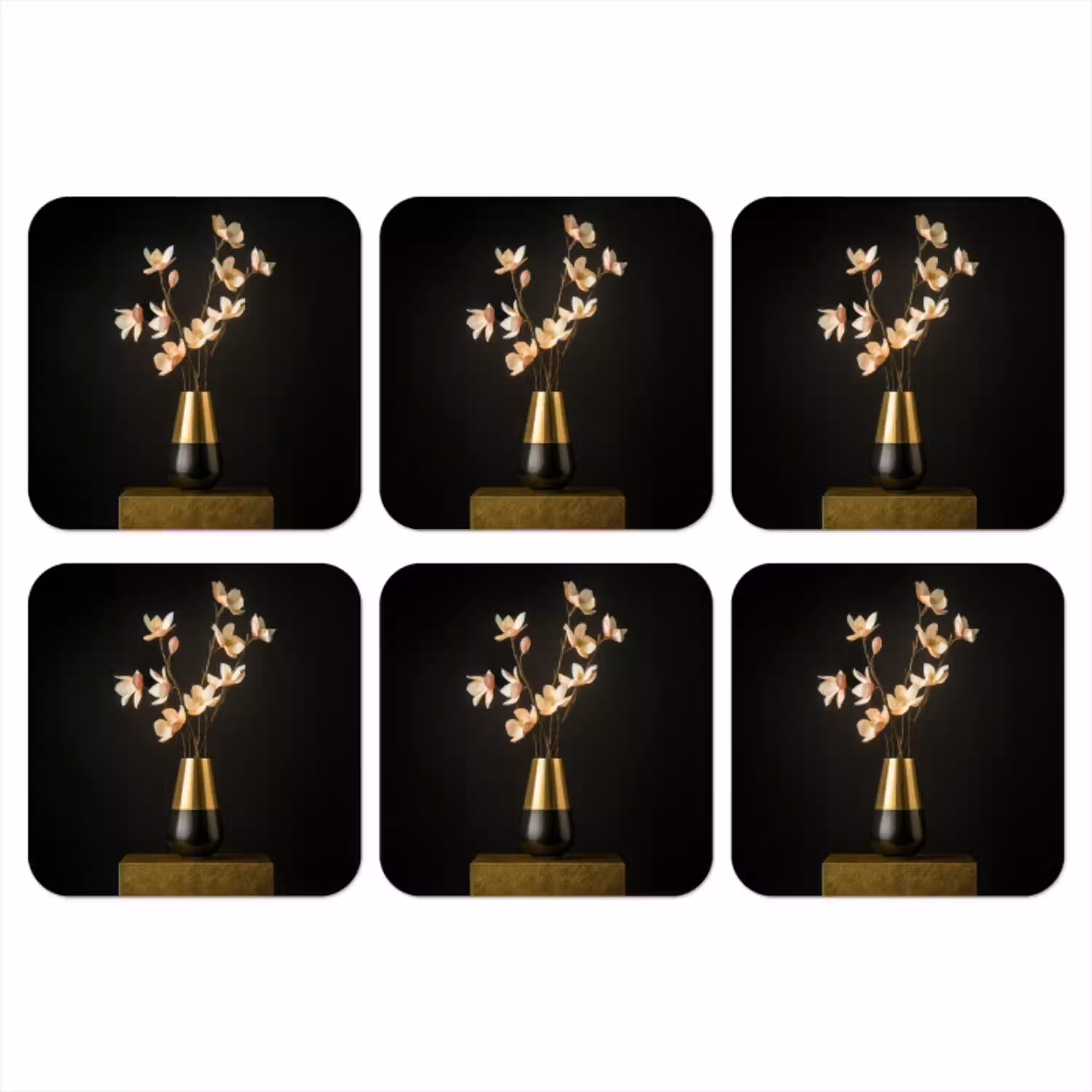 Sierlijk - Boeket - Goud - Vaas onderzetter kurk middel -3d