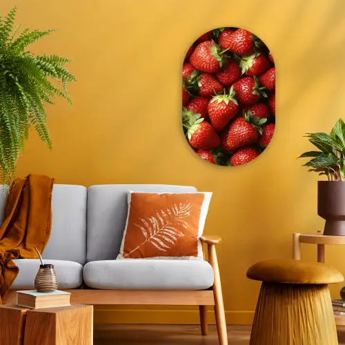 Aardbei - Fruit - Rood Wandcirkel Ovaal Forex klein -sfeer4