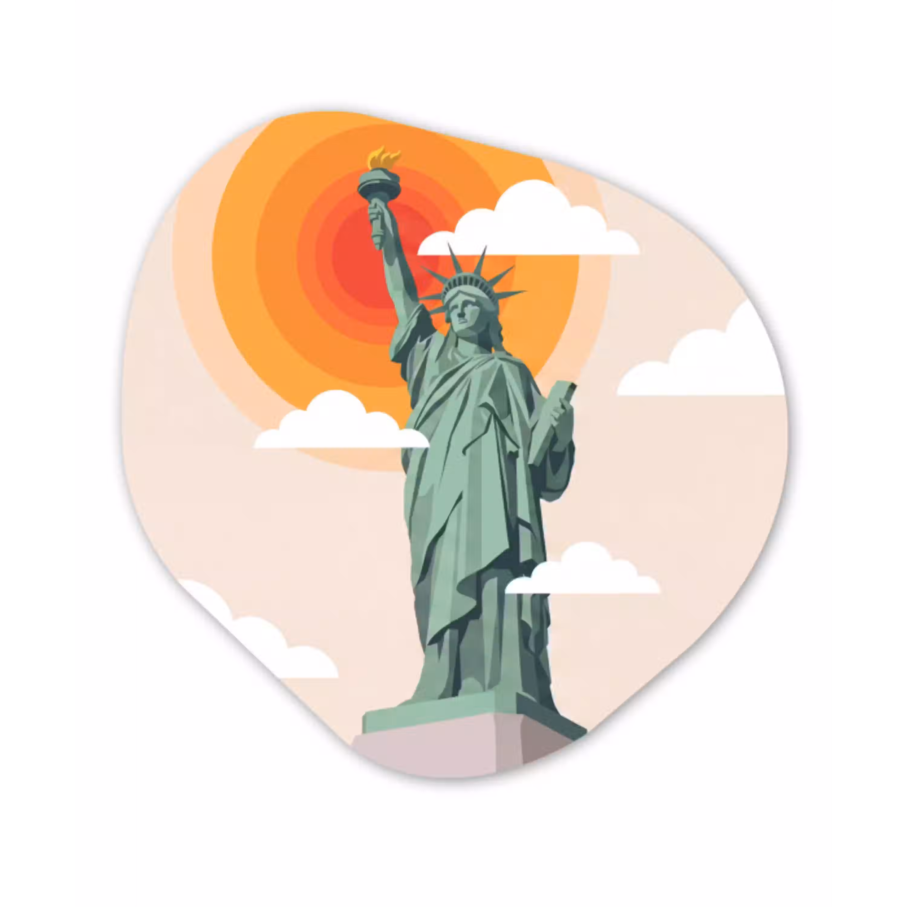 Vrijheidsbeeld - New York - Zon - Modern Wandcirkel Organisch Forex 3mm klein -3d