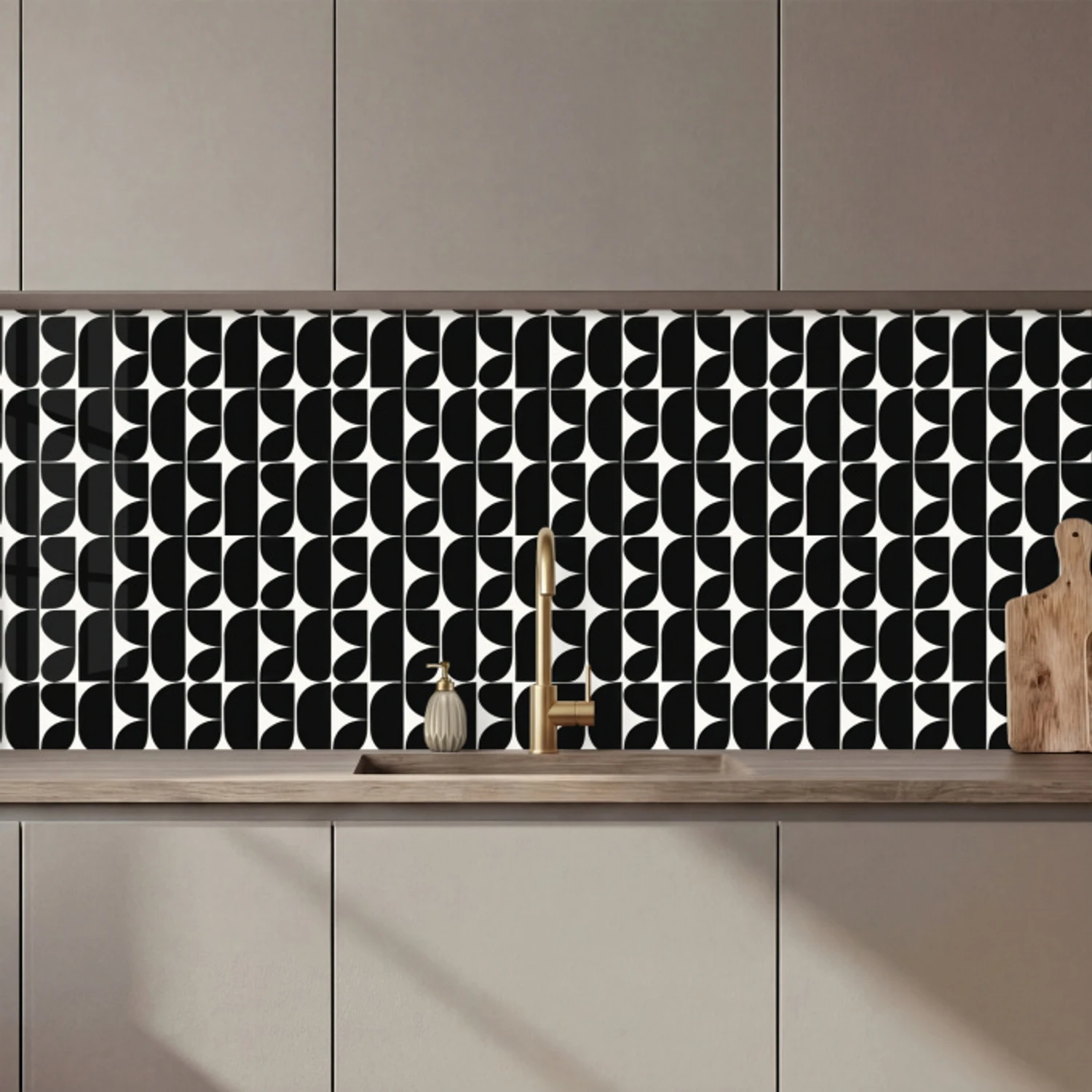 Modern - Geometrisch - Zwart keuken achterwand 2 middel 871 zz_3dshopping