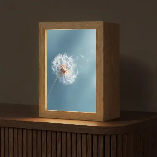 Paardenbloem - Wind - Blauw Light Box met kabel (Tafellamp) klein -z3d_website