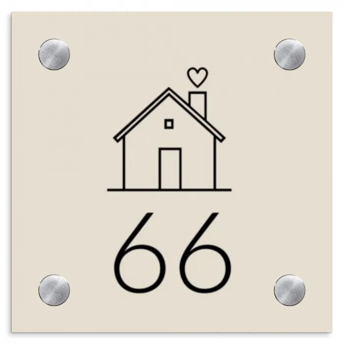Huis illustratie - Traditioneel Naambord Vierkant klein -3d