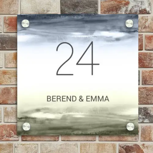 Aquarelachtergrond - Klassiek Naambord Vierkant klein -sfeer2