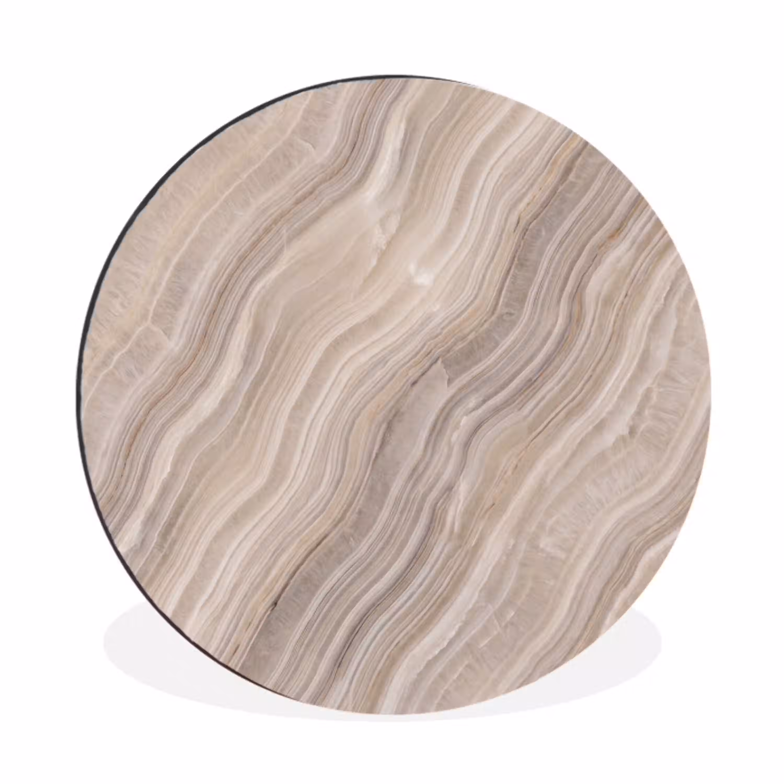 Textuur - Golvend - Abstract - Modern - Beige Wandcirkel aluminium klein -3d