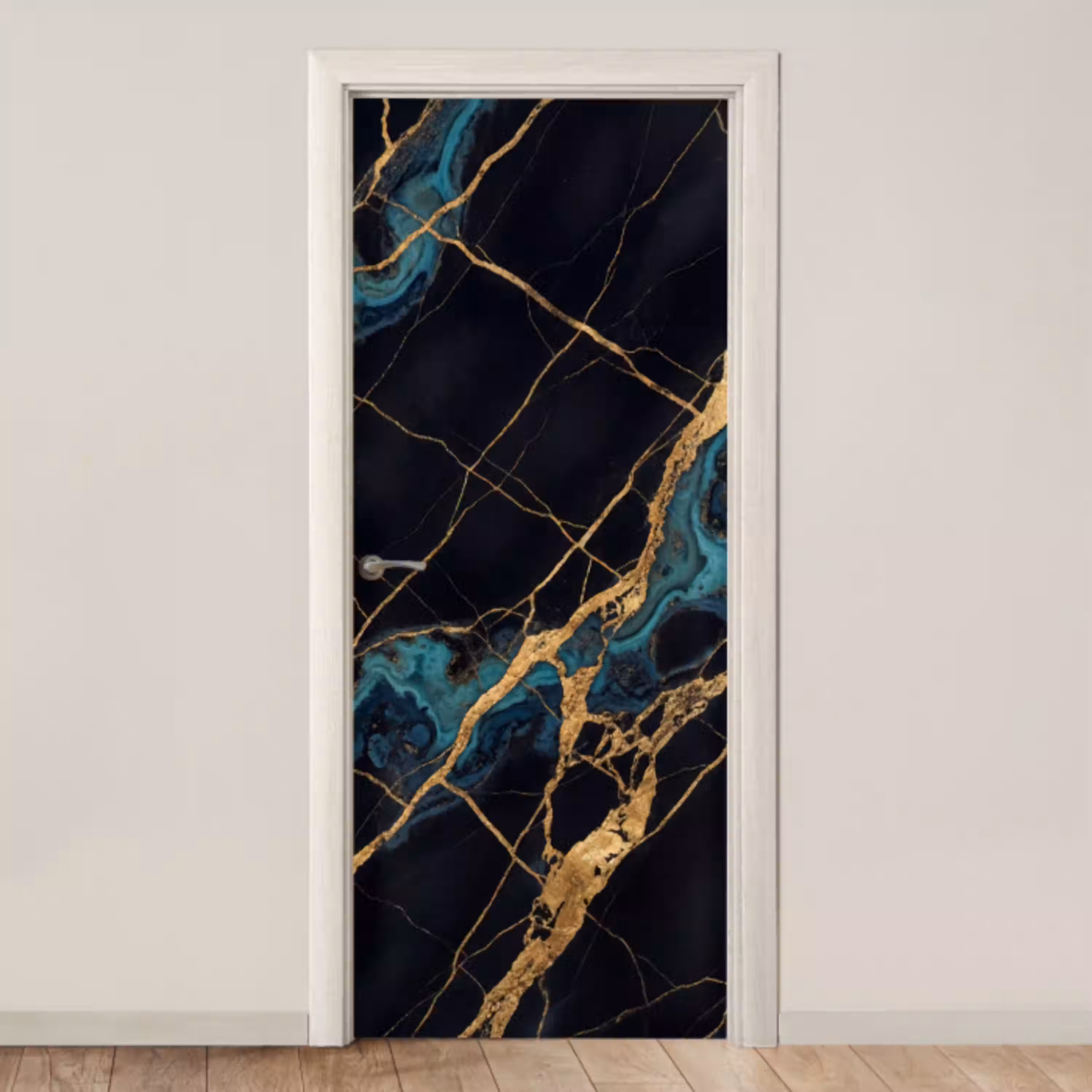 Abstract - Gouden lijnen - Kunst - Modern - Zwart deurposter klein -3d_beige