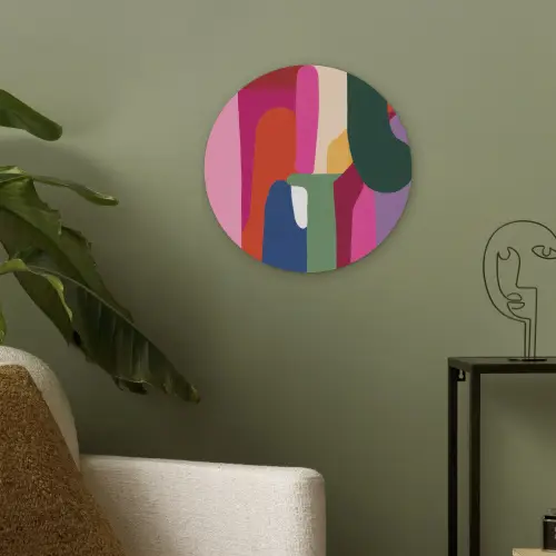 Kleurvakken - Recht - Rond - Abstract Akoestische PET Vilt - Rond klein -sfeer2