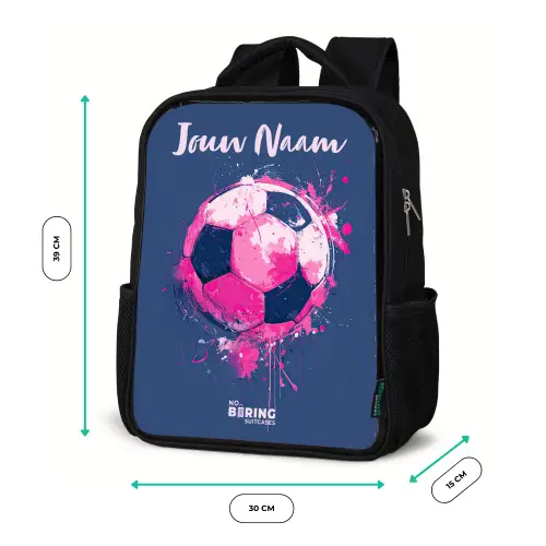 Voetbalvibes -  Verf - Roze - Blauw Rugzak - Zwart middel -productfoto_formaten