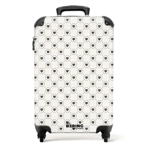 Crèmekleurige achtergrond met bruine hartjes NBS - Handbagage koffer - Kinderen Unisex middel -productfoto_recht